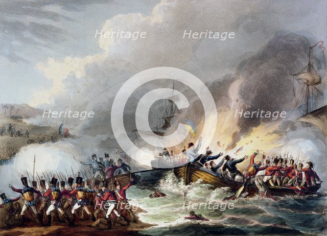 'Landing of the British Troops in Egypt, March 1801', 1815. Artist: Thomas Sutherland