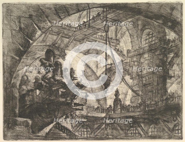 Prisoners on a Projecting Platform, from Carceri d'invenzione (Imaginary Prisons), ca. 1749-50. Creator: Giovanni Battista Piranesi.