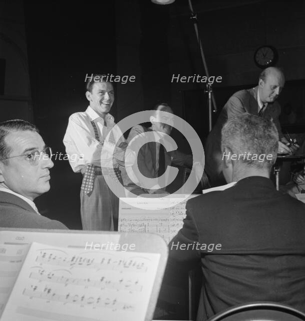 Portrait of Frank Sinatra and Axel Stordahl, Liederkrantz Hall, New York, N.Y., ca. 1947. Creator: William Paul Gottlieb.