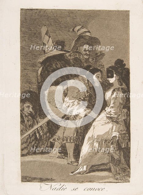 Plate 6 from 'Los Caprichos': Nobody knows himself (Nadie se conoce.), 1799. Creator: Francisco Goya.