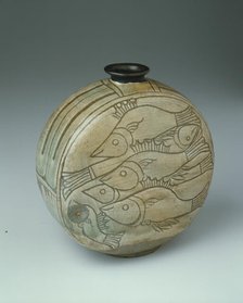 Flask with Fish, Korea, Joseon dynasty (1392-1910), 15th century. Creator: Unknown.
