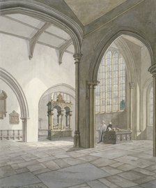 Interior south-west view of the Church of St Helen, Bishopsgate, City of London, 1820. Artist: Frederick Nash