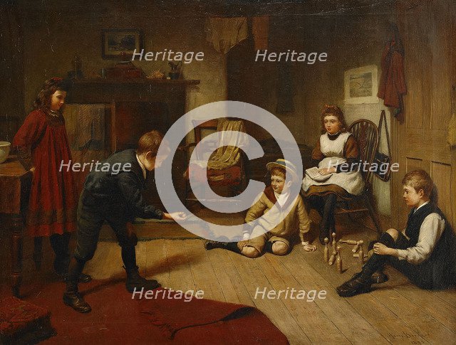 Children Playing in an Interior, 1893. Artist: Brooker, Harry (1848-1940)