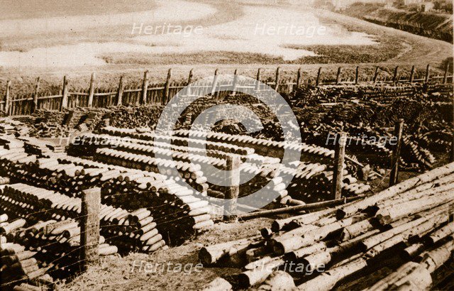 Gas shells at Luttre, Belgium, c1914-1919.
