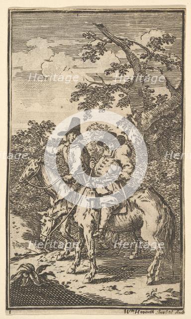Hudibras Sallying Forth (Seventeen Small Illustrations for Samuel Butler's Hudibras, no..., 1721-26. Creator: William Hogarth.