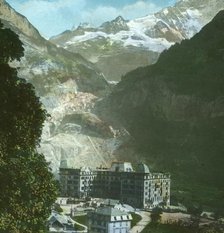 Bear Hotel, glacier and Fiescherhorn, Grindelwald, Switzerland, late 19th-early 20th century. Creator: Fradelle & Young.