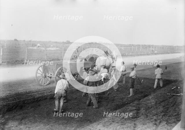 Working on motor speedway, 1910. Creator: Bain News Service.