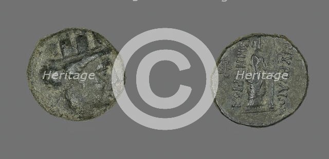 Coin Depicting the Goddess Kybele or Tyche, 2nd-1st century BCE. Creator: Unknown.