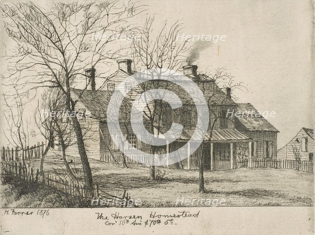 The Harsen Homestead, Corner of 10th Avenue and 70th Street (from Scenes of Old New York), 1876. Creator: Henry Farrer.