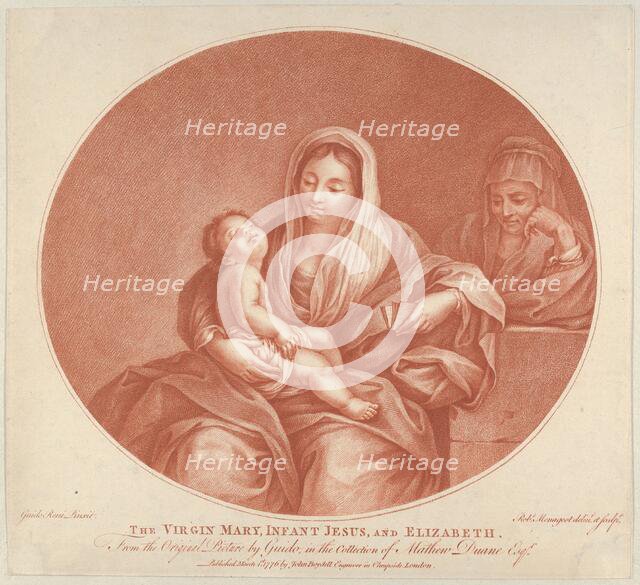 The Virgin seated with the infant Christ sleeping in her lap, Saint Elizabeth at right, an..., 1776. Creator: Robert Menageot.