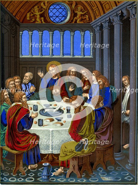 Representation of 'The Last Supper' on enamelled copper, 16th century (1849).Artist: Franz Kellerhoven