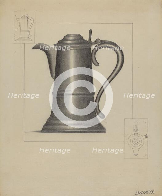 Pewter Flagon, c. 1936. Creator: Herman Bader.