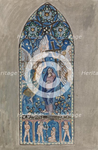 Ave Maria, sketch for a stained glass window in Pori Church, 1924. Creator: Magnus Enckell.