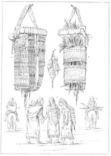 'A Sioux Cradle and Modes of Carrying Their Children', 1841.Artist: Myers and Co