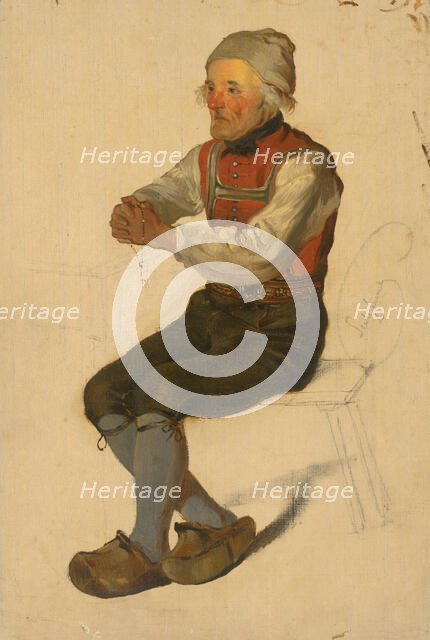 Study of a Seated Peasant, before 1850. Creator: Friedrich Carl von Scheidlin.