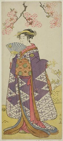 The Actor Ichikawa Komazo II as the Spirit of Lady Shiragiku in the Play Hatsu Midori..., c. 1791. Creator: Katsukawa Shun'ei.