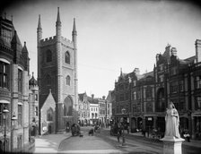 View looking towards the tower of St Lawrence's Church, Friar Street, Reading, Berkshire, 1890 Creator: Henry Taunt.