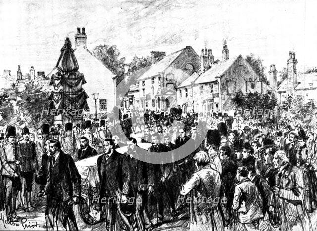 The Funeral of Mr. Gladstone: the funeral procession passing through the village of Hawarden, 1898. Creator: Unknown.