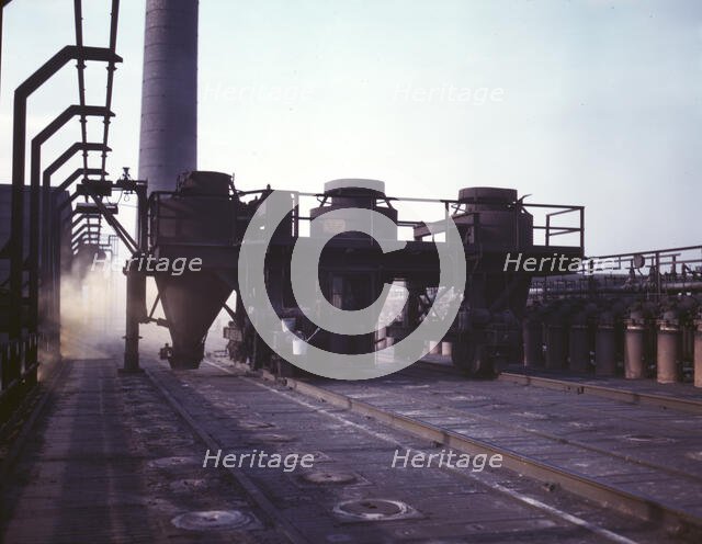 Coal feeders on tip of coke ovens...of the Great Lakes Steel Corporation, Detroit, Mich., 1942. Creator: Arthur S Siegel.