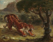 Tiger and Snake, 1862. Creator: Eugene Delacroix.