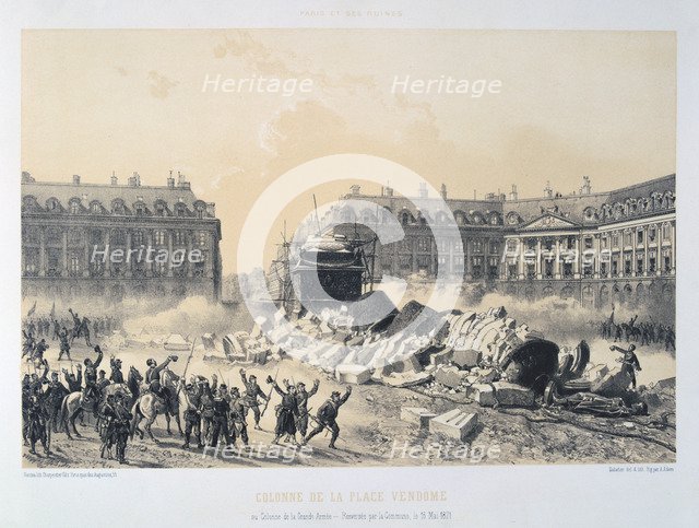 'Colonne de la Place Vendome', Paris Commune, 16 May 1871.  Artist: Anon