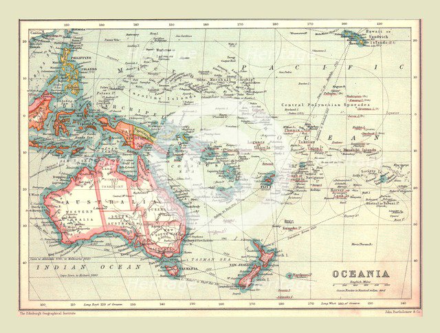Map of Oceania, 1902.  Creator: Unknown.