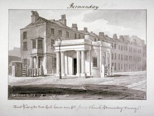 East view of the new toll house near St James' Church, Bermondsey, London, 1827.         Artist: John Chessell Buckler