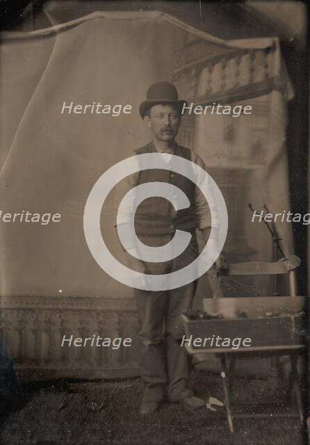 Workman with Tool Box, 1860s-70s. Creator: Unknown.