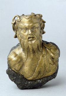 Roman steelyard weight in the form of a bearded satyr, found at Richborough Castle, Kent. Artist: Unknown.