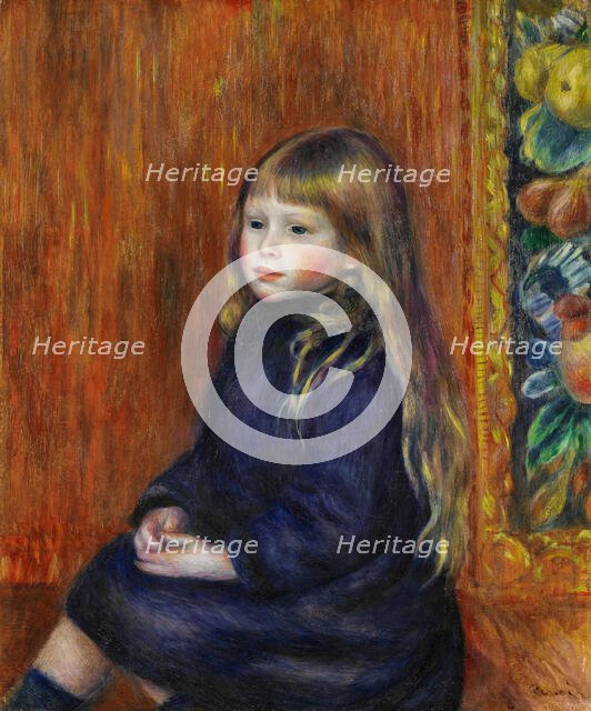 Enfant assis en robe bleue (Portrait d'Edmond Renoir fils), 1889. Creator: Renoir, Pierre Auguste (1841-1919).