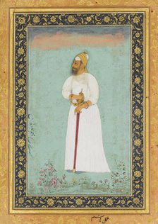 Portrait of Ibrahim 'Adil Shah II of Bijapur, Folio from the Shah Jahan Album, verso: ca. 1620. Creators: Hashim, Mir 'Ali Haravi.