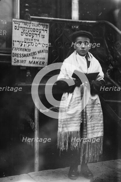 Jew[ish] New Year - boy in prayer shawl, 1911. Creator: Bain News Service.