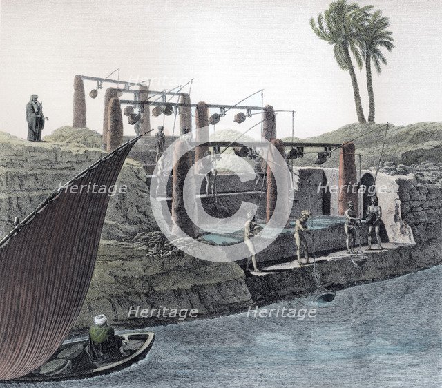 Collecting water from the Nile, Egypt, c1798. Artist: Unknown