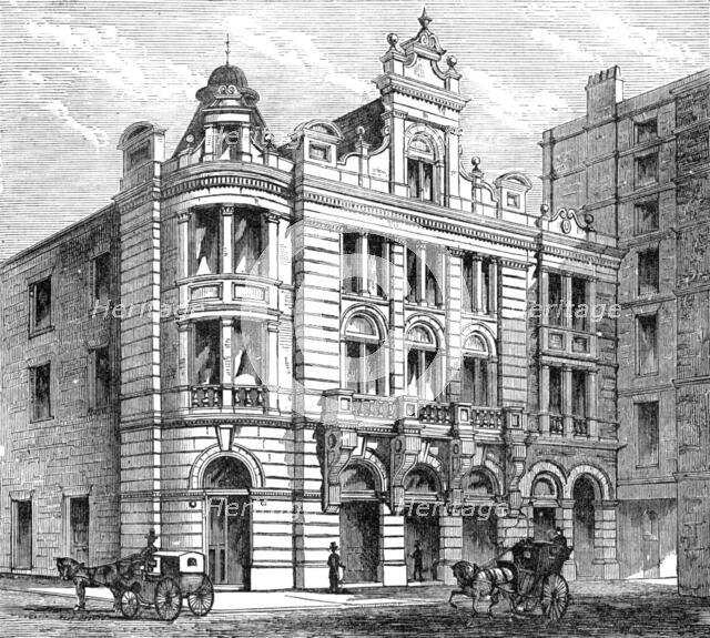 The new Savoy Theatre, front towards the Thames Embankment, 1881. Creator: Unknown.