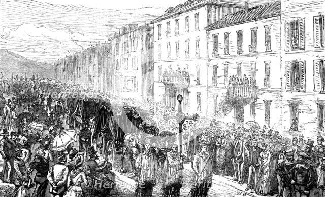 The Disaster at Nice: funeral passing through the Rue Cassini, 1881.  Creator: Unknown.