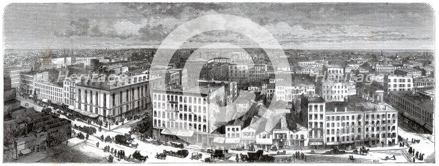 Panorama of Chicago from the top of the City Hall, USA, 1871. Artist: Unknown