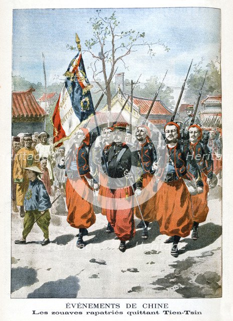 Events in China, French troops departing Tien-Tsin, 1901. Artist: Unknown