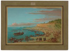 The Griffin Entering the Harbor at Mackinaw. August 27, 1679, 1847/1848. Creator: George Catlin.