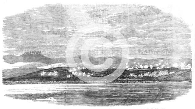 Battle of the Alma - sketched from the Mizen-Top of H.M.S. "Retribution", by Lieutenant..., 1854. Creator: Unknown.