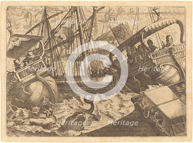Storm off the Coast of Barcelona, 1612. Creator: Jacques Callot.