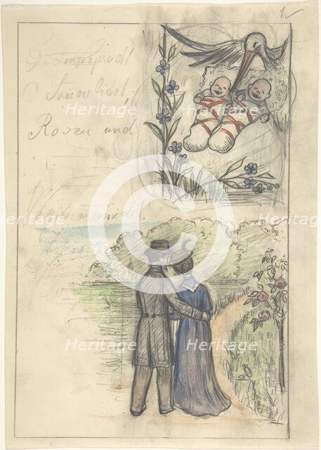 Study for a Birth Announcement, 19th century. Creator: Anon.