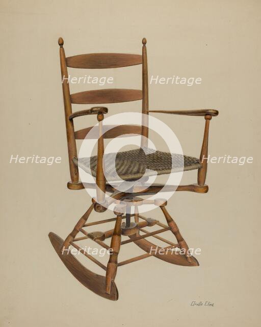 Shaker Rocking Chair, c. 1939. Creator: Orville Cline.
