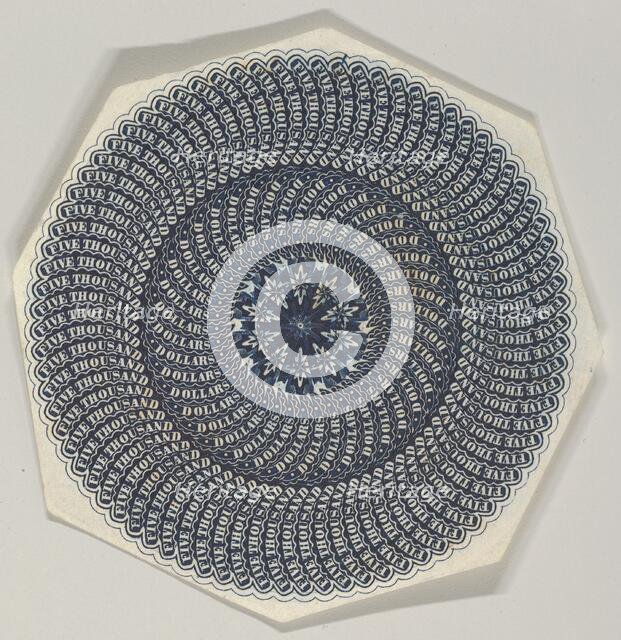 Banknote motif: a circular lathe work design composed out of the repetition of the ..., ca. 1824-42. Creator: Durand, Perkins & Co.