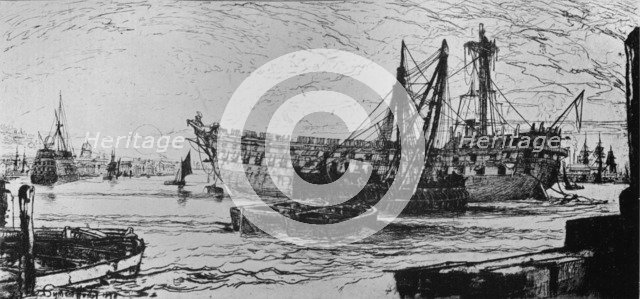 'The Breaking Up of the Agamemnon', 1870. Artist: Seymour Haden.