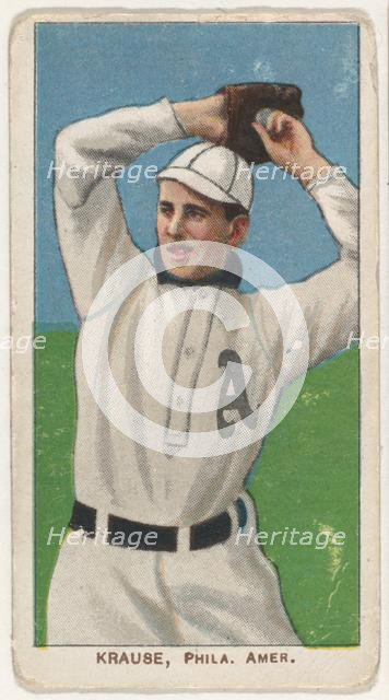 Krause, Philadelphia, American League, from the White Border series (T206) for the Amer..., 1909-11. Creator: American Tobacco Company.