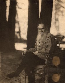 L.N. Tolstoi, in Iasnaia Poliana, 1908. Creator: Sergey Mikhaylovich Prokudin-Gorsky.