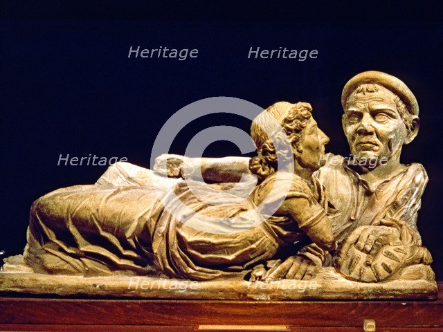 Etruscan sarcophagus in terracotta with the image of the deceased.