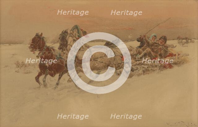 Bulgarian troika, 1895-1900. Creator: Jaroslav Vesin.