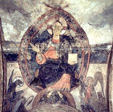 Pantocrator in the central dome of the Church of San Vincente de Cardona (Barcelona).