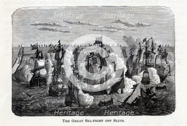 The Great Sea-Fight Off Sluys, 1882. Artist: Anonymous  